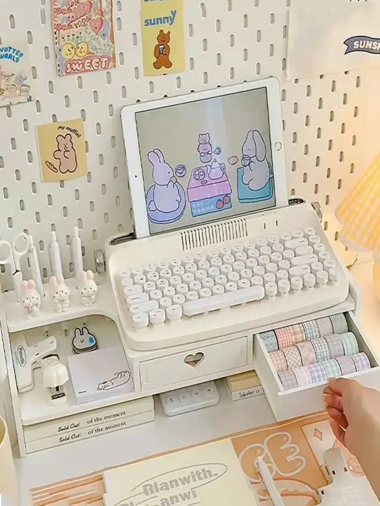 Soft Girl White Desk Organizer