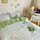 Pastel Green Grid Bedding Set