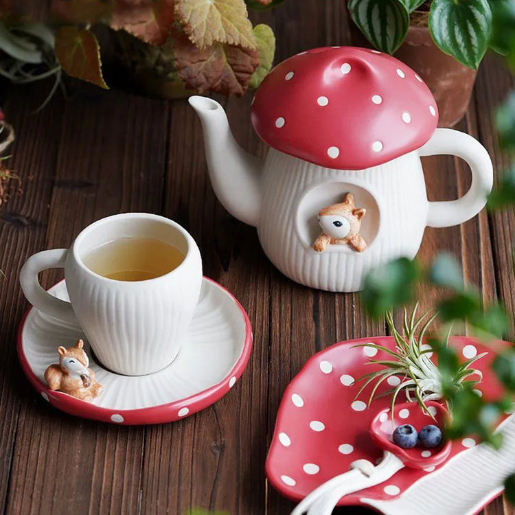 Mushroom Ceramic Tea Set