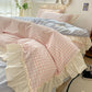 Pastel Gingham Ruffle Coquette Bedding Set
