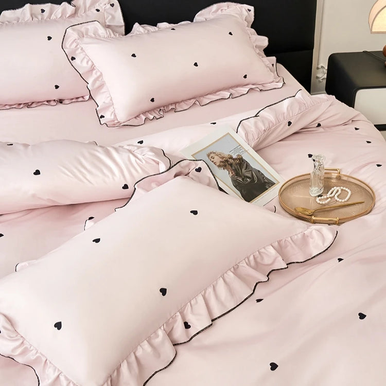 Delicate Polka Ruffle Bedding Set