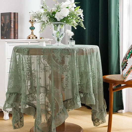 Cottagecore Floral Lace Tablecloth