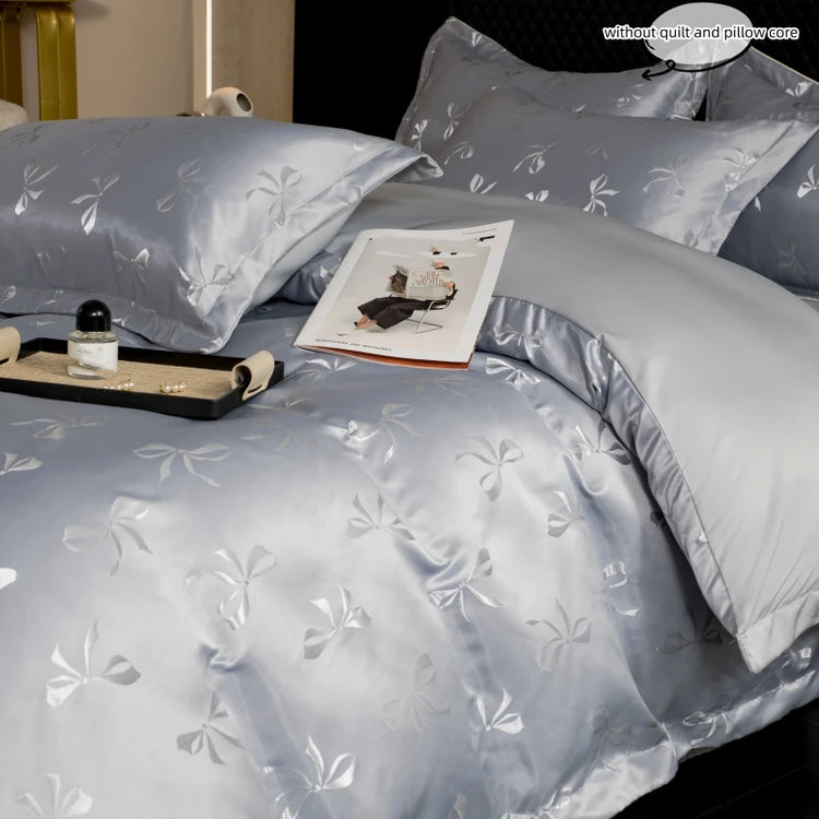 Embroidered Bow Elegance Bedding Set