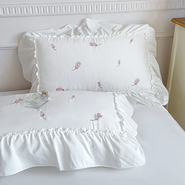 Embroidered Floral Bedding Set