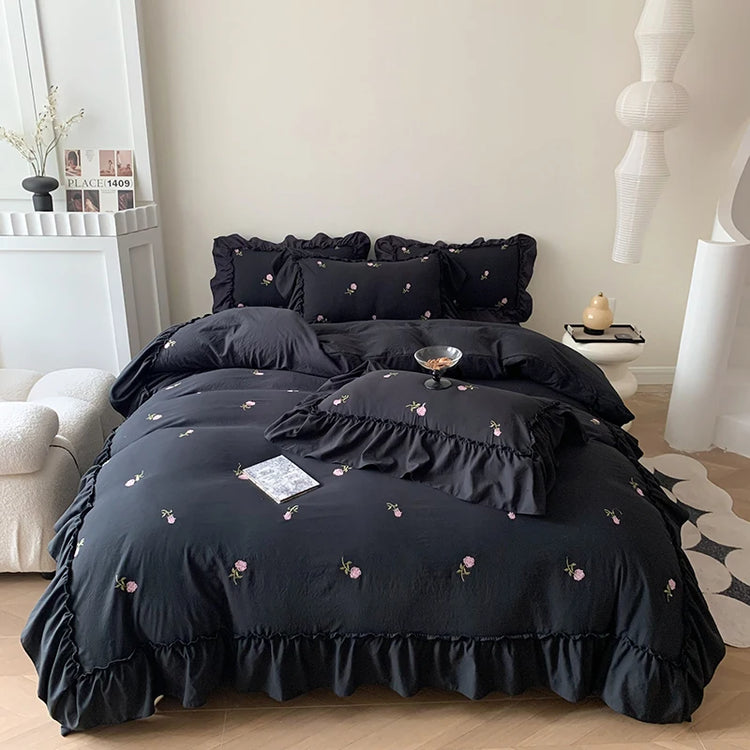 Rose Whisper Embroidered Bedding Set