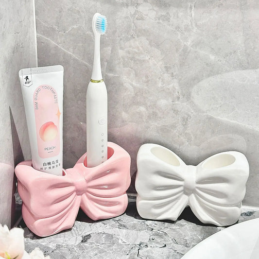 Ceramic Bow Toothbrush Holder