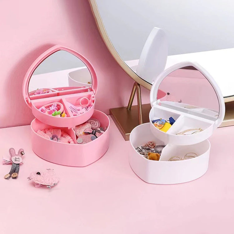 Heart Jewelry Storage Box With Mirror