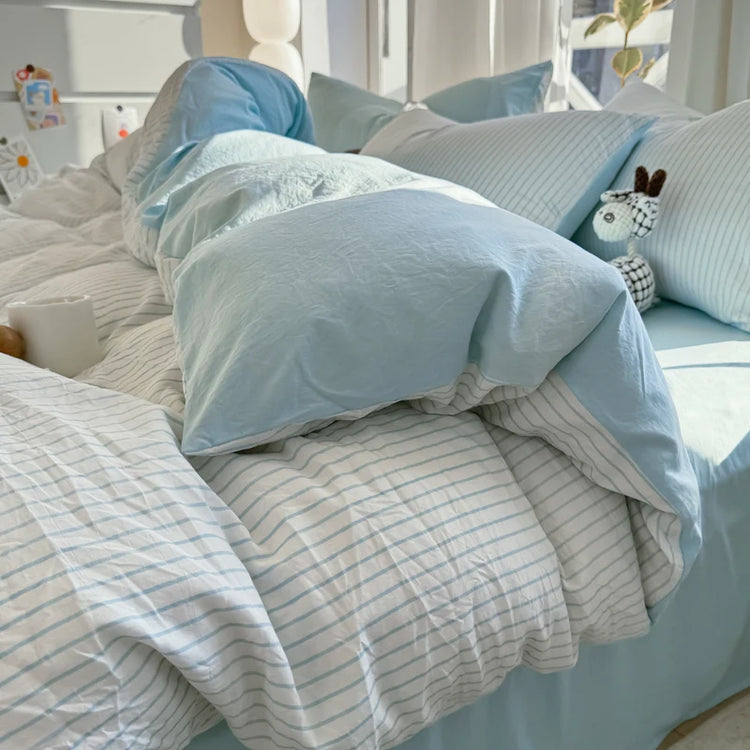 Soft Stripe Washed Cotton Bedding Set
