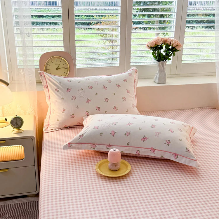 Rose Gingham Coquette Bedding Set