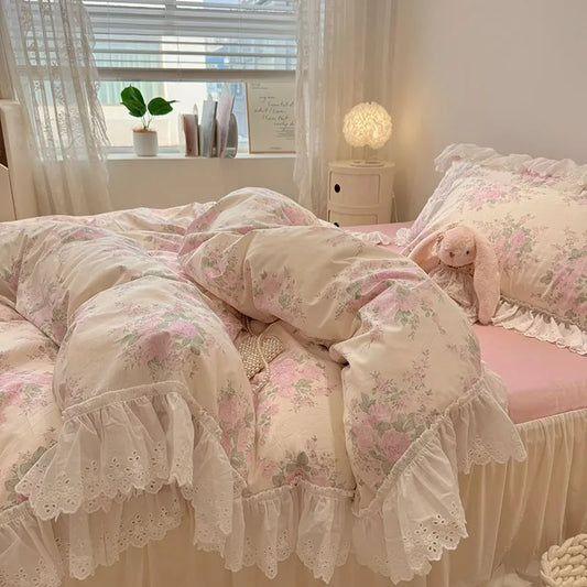 Vintage Blossom Lace Bedding Set