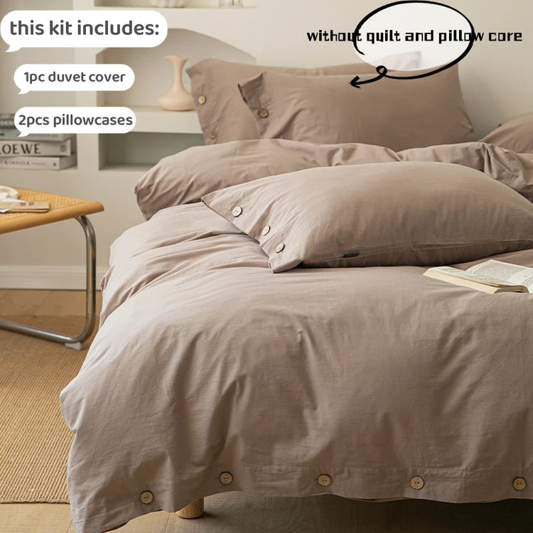 Buttoned Calm Minimal Bedding Set