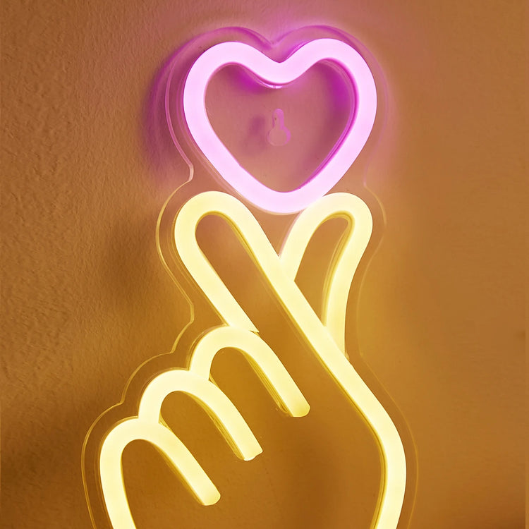 Finger Heart Neon Sign