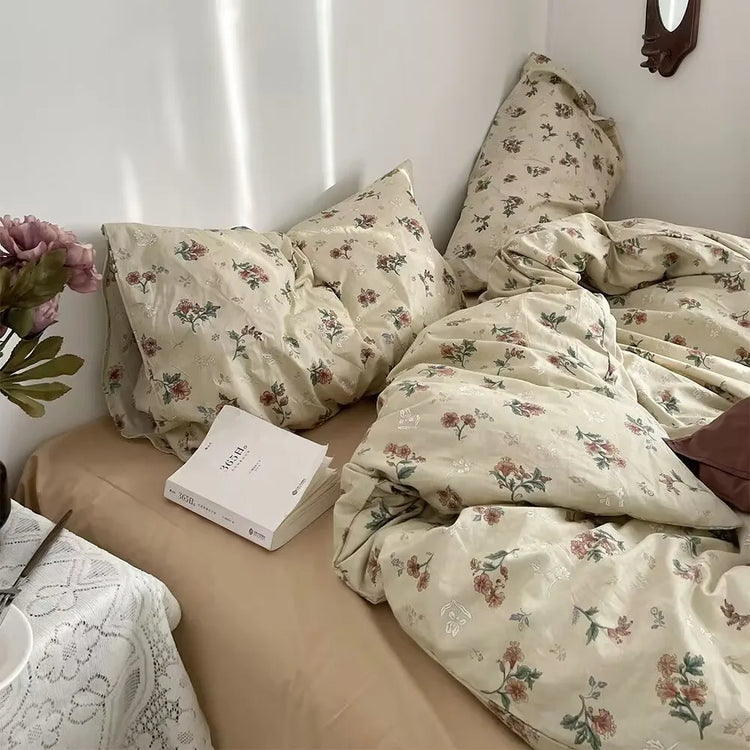 Vintage Brown Floral Bedding Set