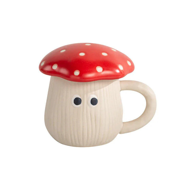 Mushroom Ceramic Coffee Cup With Lid