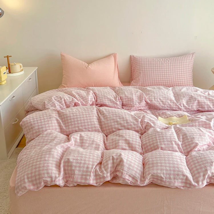 Pink Checkerboard Bedding Set