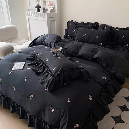 Rose Whisper Embroidered Bedding Set