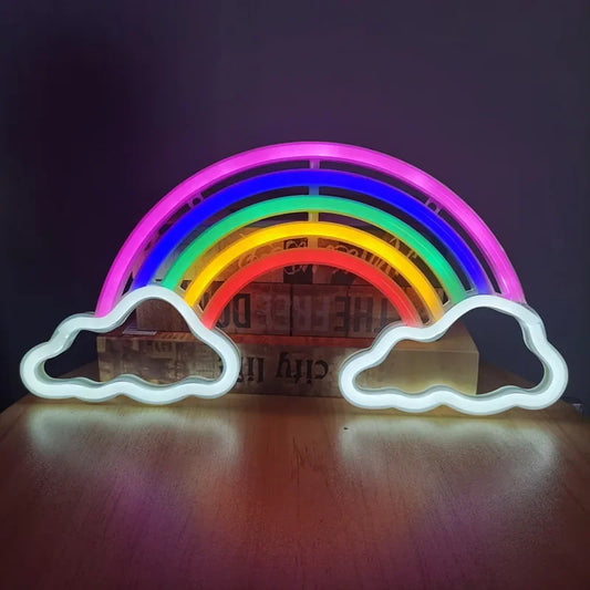 Rainbow & Clouds Neon Sign