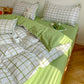 Pastel Green Grid Bedding Set