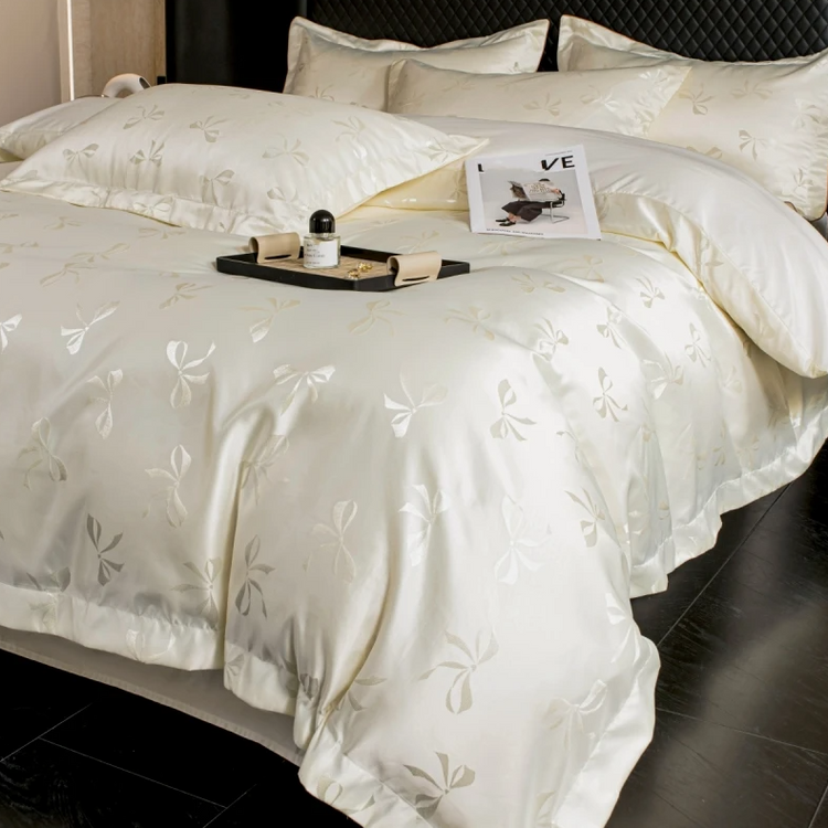 Embroidered Bow Elegance Bedding Set