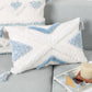 Blue Geometric Pattern Tufted Pillow