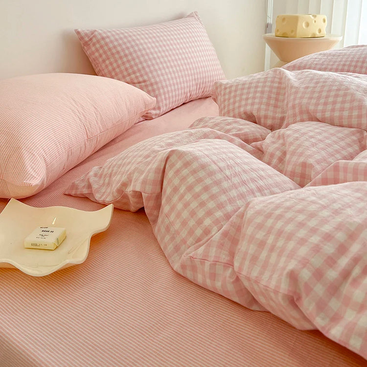 Pink Checkerboard Bedding Set