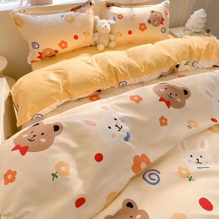 Playful Kawaii Friends Bedding Set