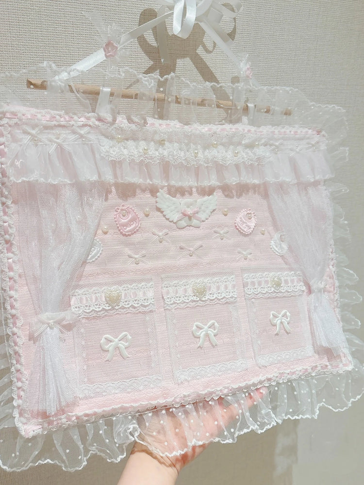 Kawaii Pink Lace Wall Mounted Storage Bag