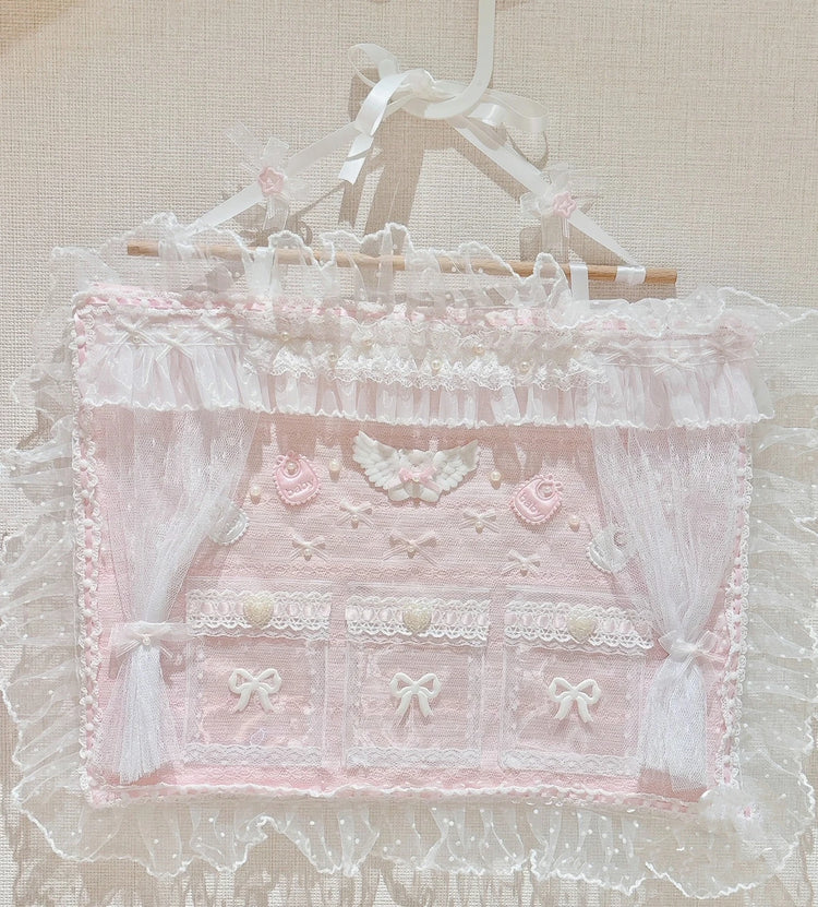 Kawaii Pink Lace Wall Mounted Storage Bag