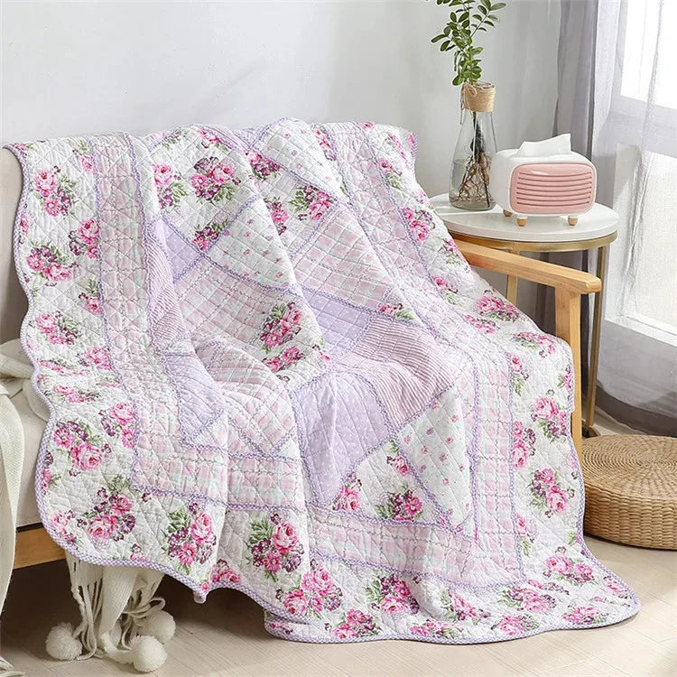 Vintage Floral Plaid Quilt