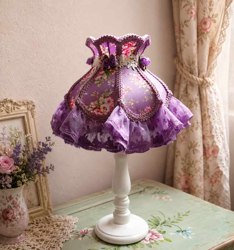 Purple Butterfly Vintage Table Lamp